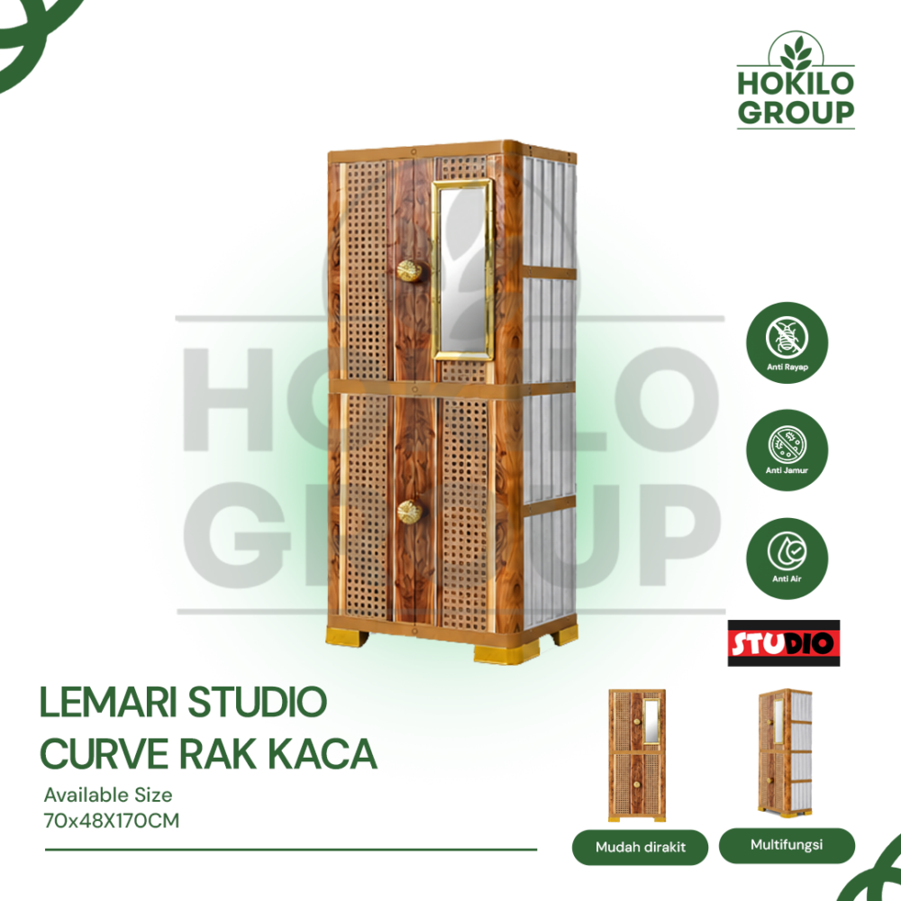 Lemari Studio Curve Rak Kaca