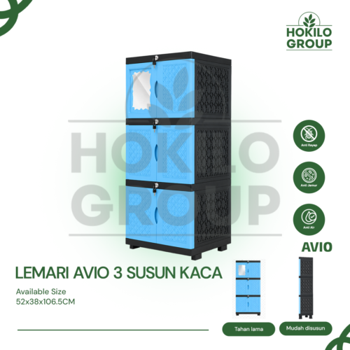 Lemari Avio 3 Susun Kaca